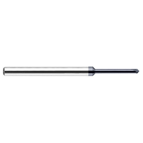 Chamfer Cutters - 0.0310″ (1/32″) Neck Diameter × 0.0930″ (3/32″) Reach × 30° per side Carbide Pointed Chamfer Cutter, 2 Flutes, AlTiN Coated - Exact Industrial Supply