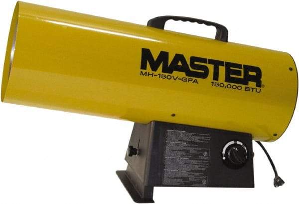 Master - 120,000 to 150,000 BTU Rating, Propane Forced Air Heater - 3,800 Sq Ft Max Heating Area, 100 Lb Capacity, Fuel with Propane - Eagle Tool & Supply