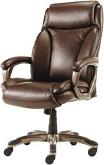 ALERA - 47" High Executive High Back Leather Chair - 27" Wide x 30-3/8" Deep, Leather Seat, Brown - Eagle Tool & Supply