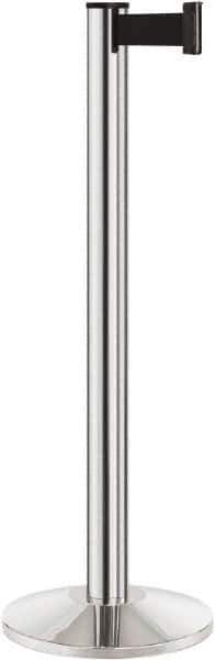 Lavi Industries - 40" High, 2-3/4" Pole Diam, Stanchion - 14" Base Diam, Dome Cast Iron Base, Polished Chrome (Color) Aluminum Post, 7' x 2" Tape, Single Line Tape - Eagle Tool & Supply