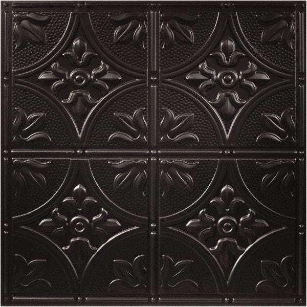 Genesis - 23-3/4" Long x 23-3/4" Wide x 0.11" Thick, Vinyl Ceiling Tile - ASTM E-84 Specification, Black - Eagle Tool & Supply