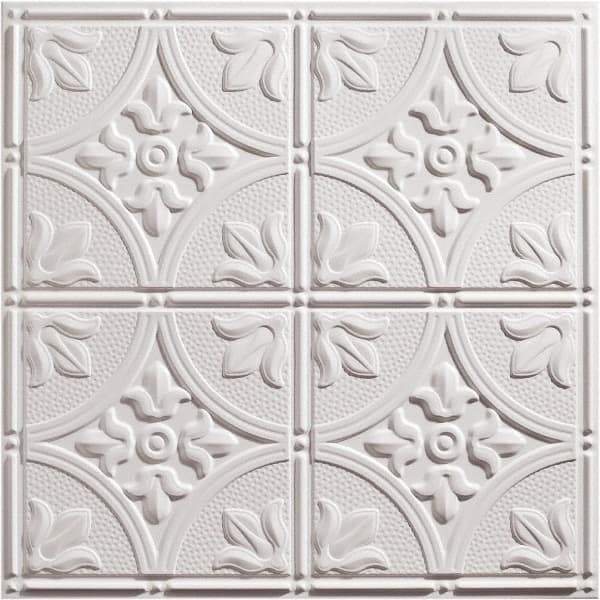 Genesis - 23-3/4" Long x 23-3/4" Wide x 0.11" Thick, Vinyl Ceiling Tile - ASTM E-84 Specification, White - Eagle Tool & Supply