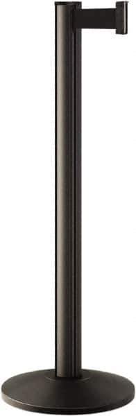 Lavi Industries - 40" High, 2-3/4" Pole Diam, Stanchion - 14" Base Diam, Dome Cast Iron Base, Polished Chrome (Color) Aluminum Post, 7' x 2" Tape, Single Line Tape - Eagle Tool & Supply