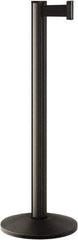 Lavi Industries - 40" High, 2-3/4" Pole Diam, Stanchion - 14" Base Diam, Dome Cast Iron Base, Polished Chrome (Color) Aluminum Post, 7' x 2" Tape, Single Line Tape - Eagle Tool & Supply