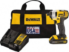 DeWALT - 20 Volt, 1/4" Drive, 117 Ft/Lb Torque, Cordless Impact Driver - Mid-Handle, 2800 RPM, 1 Lithium-Ion Battery Included - Eagle Tool & Supply