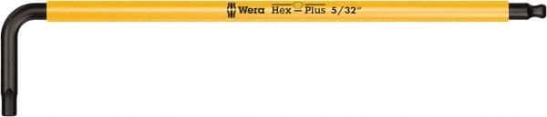Wera - 5/32" Hex, Long Arm, Hex Key - 5-3/8" OAL, Cast Steel, Inch System of Measurement - Eagle Tool & Supply