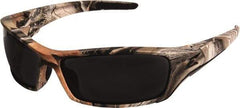 Edge Eyewear - Smoke Lenses, Framed Safety Glasses - Scratch Resistant, Forest Camo Nylon Frame, Size Universal, Wrap Around - Eagle Tool & Supply
