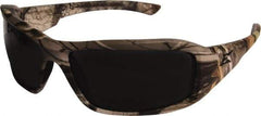 Edge Eyewear - Smoke Lenses, Framed Safety Glasses - Scratch Resistant, Forest Camo Nylon Frame, Size Universal, Wrap Around - Eagle Tool & Supply