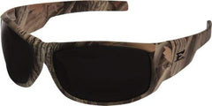Edge Eyewear - Smoke Lenses, Framed Safety Glasses - Scratch Resistant, Forest Camo Nylon Frame, Size Universal, Wrap Around - Eagle Tool & Supply