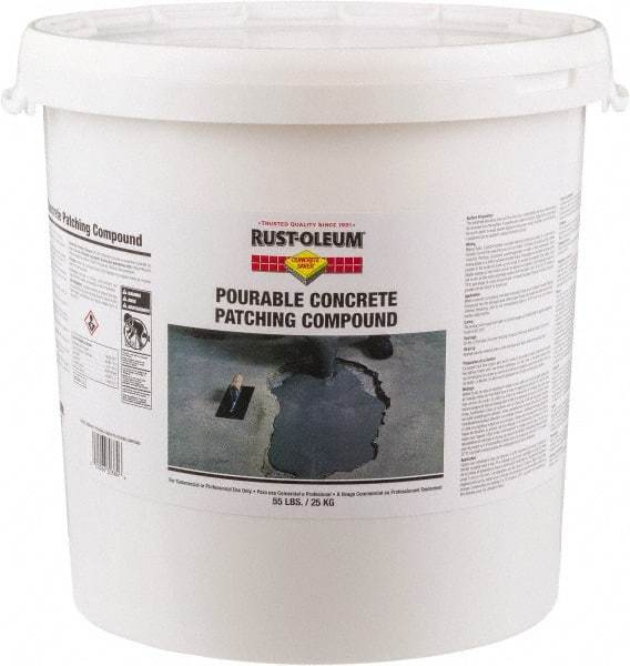 Rust-Oleum - 55 Lb Pail Concrete Patch - Gray, 46 Cu Ft/55 Lb Kit Coverage, Fiber Reinforced Portland Cement - Eagle Tool & Supply