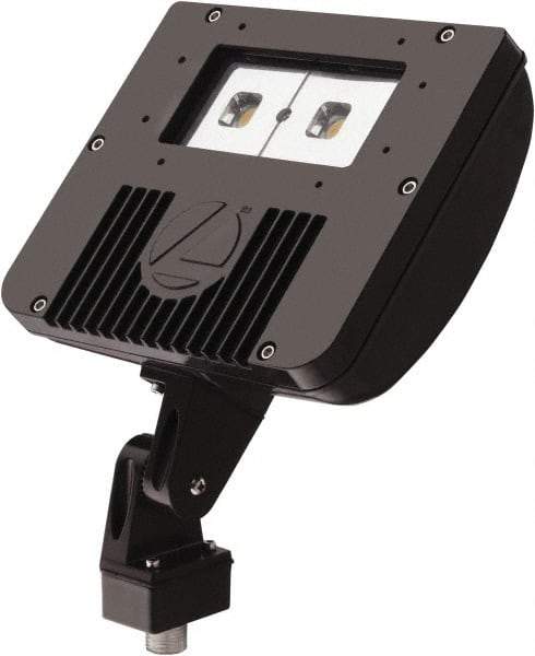Lithonia Lighting - 1 Head, 120-277 Volt, 42 Watt, LED Floodlight Fixture - Knuckle Mount, 3-1/8" Long x 8-7/8" Wide x 7-3/4" High, Aluminum Housing - Eagle Tool & Supply