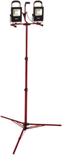 Bayco - 20 Watt, Electric, LED Portable Tripod Work Light - 6' Cord, 2 Heads, 4,400 Lumens, Aluminum, 82-1/2" Long x 18.4" Wide x 7.3" High - Eagle Tool & Supply