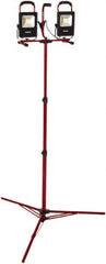 Bayco - 20 Watt, Electric, LED Portable Tripod Work Light - 6' Cord, 2 Heads, 4,400 Lumens, Aluminum, 82-1/2" Long x 18.4" Wide x 7.3" High - Eagle Tool & Supply