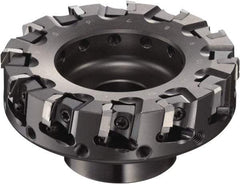 Sumitomo - 3" Cut Diam, 3/8" Arbor Hole, 2" Max Depth of Cut, 90° Indexable Chamfer & Angle Face Mill - 9 Inserts, NF-LDEN Insert, Right Hand Cut, 9 Flutes, Through Coolant, Series HF - Eagle Tool & Supply