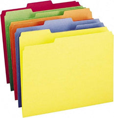 SMEAD - 8-1/2 x 11", Letter Size, Assorted Colors, File Folders with Top Tab - 11 Point Stock, 1/3 Tab Cut Location - Eagle Tool & Supply
