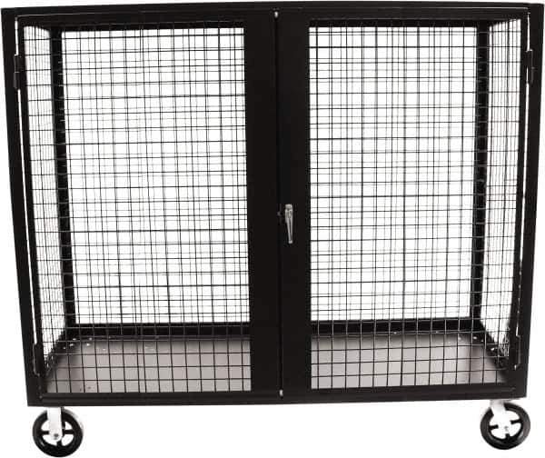 Valley Craft - 2,000 Lb Capacity, 4-Sided Steel Security Truck - 30" Long x 60" Wide x 66" High, 8" Diam Mold-On Rubber Wheels - Eagle Tool & Supply