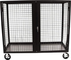 Valley Craft - 2,000 Lb Capacity, 4-Sided Steel Security Truck - 30" Long x 60" Wide x 66" High, 8" Diam Mold-On Rubber Wheels - Eagle Tool & Supply