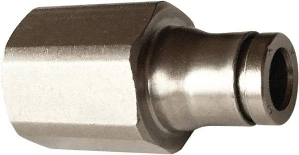 Legris - 3/8" Outside Diam, 3/8 NPT, Nickel Plated Brass Push-to-Connect Tube Female Connector - 435 Max psi, Tube to Female NPT Connection, FKM O-Ring, Conforms to FDA Standards - Eagle Tool & Supply