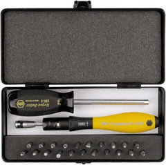 Wiha - 24 Piece, 1/4" Drive Screwdriver Micro Bit Set - #000 to #0 Phillips, 0.7 to 1.3mm Hex, T1 to T6 Torx, 0.8, 1.2, 1.5 & 2mm Slotted - Eagle Tool & Supply
