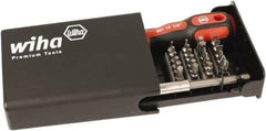 Wiha - 38 Piece, 1/4" Drive Screwdriver Bit Set - #1 to #3 Phillips, 1/16 to 1/4" Hex, 2.5 to 6mm Hex, T7 to T40 Torx, #1, #2 & #3 Pozidriv, #1 to #3 Square Recess, 4.5, 5.5 & 6mm Slotted - Eagle Tool & Supply