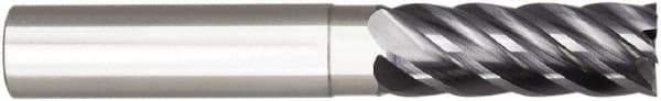 Niagara Cutter - 1/2", 1-1/8" LOC, 1/2" Shank Diam, 4" OAL, 6 Flute, Solid Carbide Square End Mill - Single End, AlTiN Finish, Spiral Flute, 38° Helix, Right Hand Cut, Right Hand Flute, Series SN638 - Eagle Tool & Supply