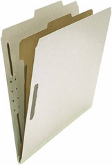 UNIVERSAL - 8-1/2 x 11", Letter Size, Gray, Classification Folders with Top Tab Fastener - 25 Point Stock, Right of Center Tab Cut Location - Eagle Tool & Supply