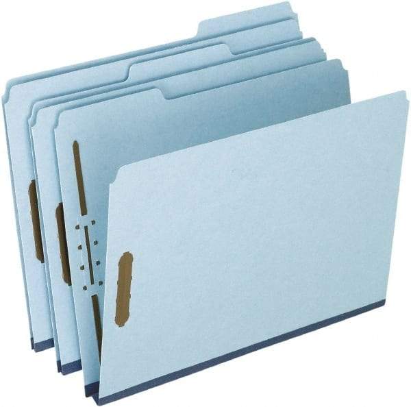 Pendaflex - 8-1/2 x 11", Letter Size, Blue, Classification Folders with Top Tab Fastener - 25 Point Stock, 1/3 Tab Cut Location - Eagle Tool & Supply