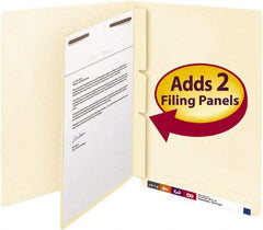 SMEAD - 8-1/2 x 11", Letter Size, Manila, Classification Folders with End Tab Fastener - 11 Point Stock, Right of Center Tab Cut Location - Eagle Tool & Supply