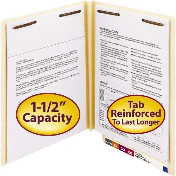 SMEAD - 8-1/2 x 11", Letter Size, Manila, Expansion Folders - 14 Point Stock, Straight Tab Cut Location - Eagle Tool & Supply