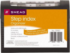 SMEAD - 8-1/2 x 11", Letter Size, Black, A-Z Indexed Expanding Files - 1/6 Tab Cut Location - Eagle Tool & Supply