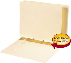 SMEAD - 8-1/2 x 11", Letter Size, Manila, Classification Folders with End Tab Fastener - 11 Point Stock, Straight Tab Cut Location - Eagle Tool & Supply