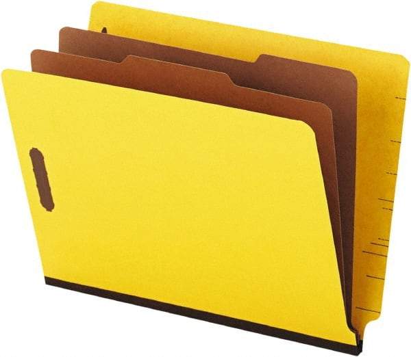 Universal One - 8-1/2 x 11", Letter Size, Yellow, Classification Folders with End Tab Fastener - 25 Point Stock, Straight Tab Cut Location - Eagle Tool & Supply