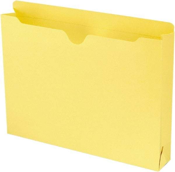 SMEAD - 8-1/2 x 11", Letter Size, Yellow, Colored Folders with Double-Ply Tabs - 11 Point Stock, Straight Tab Cut Location - Eagle Tool & Supply