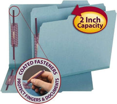 SMEAD - 8-1/2 x 11", Letter Size, Blue, File Folders with Top Tab - 23 Point Stock, 1/3 Tab Cut Location - Eagle Tool & Supply