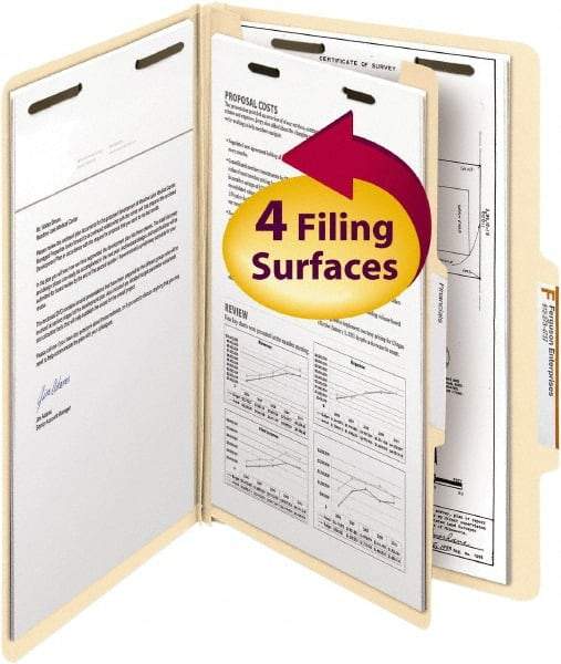 SMEAD - 8-1/2 x 14", Legal, Manila, Classification Folders with Top Tab Fastener - 18 Point Stock, 2/5 Tab Cut Location - Eagle Tool & Supply