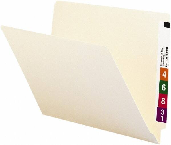 SMEAD - 8-1/2 x 11", Letter Size, Manila, Classification Folders with End Tab Fastener - 11 Point Stock, Straight Tab Cut Location - Eagle Tool & Supply