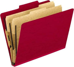 Pendaflex - 8-1/2 x 11", Letter Size, Scarlet, Classification Folders with Top Tab Fastener - 20 Point Stock, Right of Center Tab Cut Location - Eagle Tool & Supply