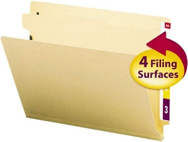SMEAD - 8-1/2 x 11", Letter Size, Manila, Classification Folders with End Tab Fastener - 18 Point Stock, Straight Tab Cut Location - Eagle Tool & Supply
