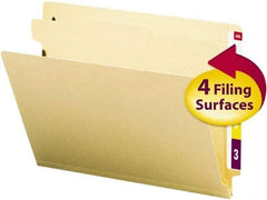 SMEAD - 8-1/2 x 11", Letter Size, Manila, Classification Folders with End Tab Fastener - 18 Point Stock, Straight Tab Cut Location - Eagle Tool & Supply