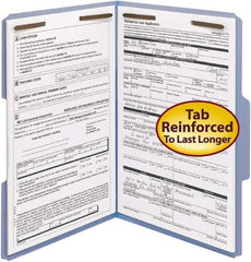 SMEAD - 8-1/2 x 14", Legal, Blue, File Folders with Top Tab - 11 Point Stock, 1/3 Tab Cut Location - Eagle Tool & Supply