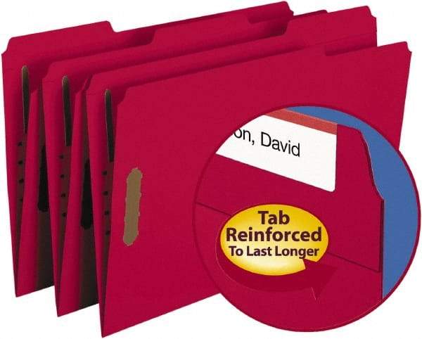 SMEAD - 8-1/2 x 14", Legal, Red, File Folders with Top Tab - 11 Point Stock, 1/3 Tab Cut Location - Eagle Tool & Supply