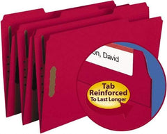 SMEAD - 8-1/2 x 14", Legal, Red, File Folders with Top Tab - 11 Point Stock, 1/3 Tab Cut Location - Eagle Tool & Supply