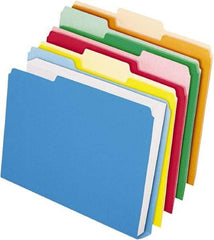Pendaflex - 8-1/2 x 11", Letter Size, Assorted Colors, File Folders with Top Tab - 11 Point Stock, 1/3 Tab Cut Location - Eagle Tool & Supply
