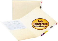 SMEAD - 8-1/2 x 11", Letter Size, Manila, Classification Folders with End Tab Fastener - 11 Point Stock, Straight Tab Cut Location - Eagle Tool & Supply