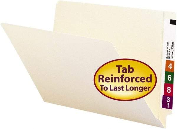 SMEAD - 8-1/2 x 14", Legal, Manila, File Folders with End Tab - 11 Point Stock, Straight Tab Cut Location - Eagle Tool & Supply