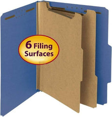 SMEAD - 8-1/2 x 11", Letter Size, Dark Blue, Classification Folders with Top Tab Fastener - 25 Point Stock, Right of Center Tab Cut Location - Eagle Tool & Supply