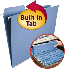 SMEAD - 8-1/2 x 11", Letter Size, Blue, Hanging File Folder - 11 Point Stock, 1/3 Tab Cut Location - Eagle Tool & Supply