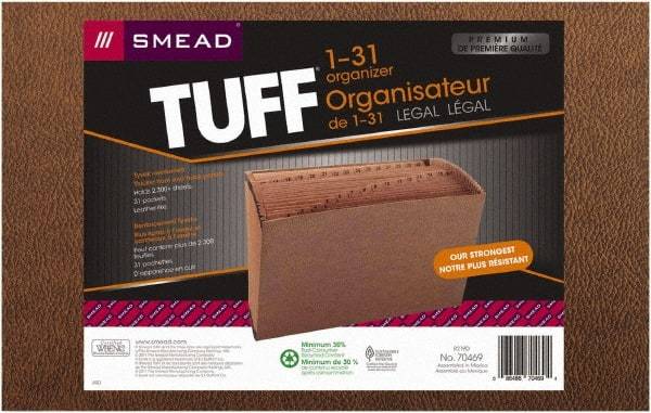 SMEAD - 8-1/2 x 14", Legal, Redrope, 1-31 Indexed Expanding Files - Assorted Tab Cut Location - Eagle Tool & Supply