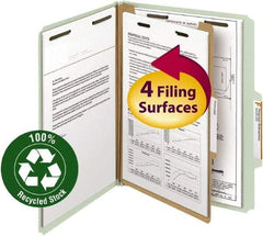 SMEAD - 8-1/2 x 11", Letter Size, Gray/Green, Classification Folders with Top Tab Fastener - 25 Point Stock, 2/5 Tab Cut Location - Eagle Tool & Supply
