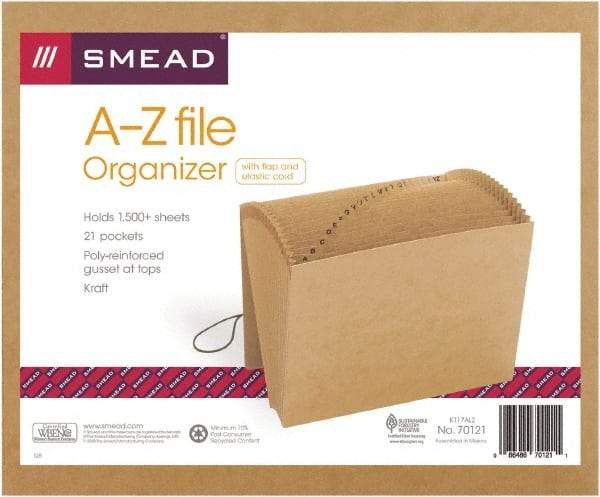 SMEAD - 8-1/2 x 11", Letter Size, Kraft, A-Z Indexed Expanding Files - Eagle Tool & Supply